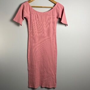 Derek Heart Women's Pink 1/4 Sleeve Fine Ribbed T-shirt Dress Size Medium